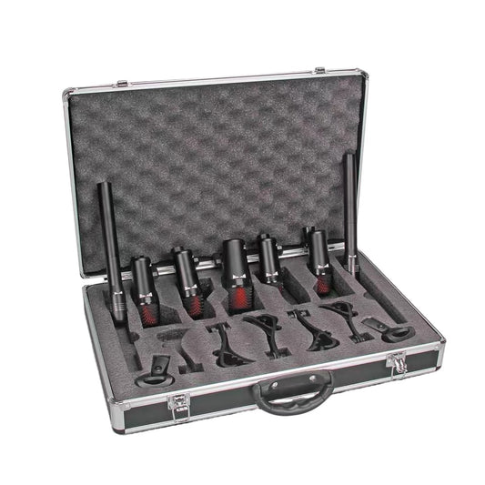 7 Pieces Wired Music Instrument Drum Kit Microphone With Flight Case