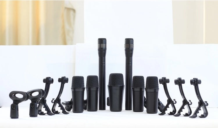 7 Pieces Wired Music Instrument Drum Kit Microphone With Flight Case