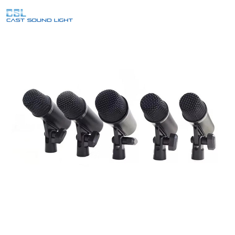 7 Pieces Wired Music Instrument Drum Kit Microphone With Flight Case